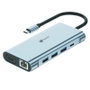 Leotec LEDS01 Docking Station 11 en 1 Gris USB-C PD 100W HDMI 4K VGA RJ45 SD/microSD